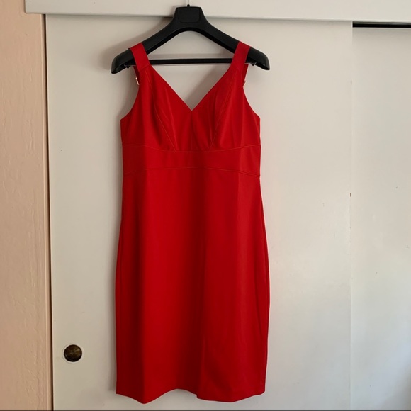 NWT Ted Baker red ribbon adjustable strap fitted knee-length dress - Picture 7 of 16